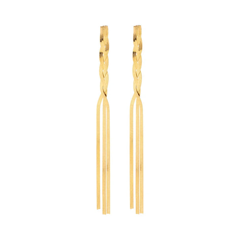 1 Pair Cute Twisted Long Chain Tassel Drop Earrings For Women Stainless Steel Charm Female Gold Color Wedding Jewelry Gift