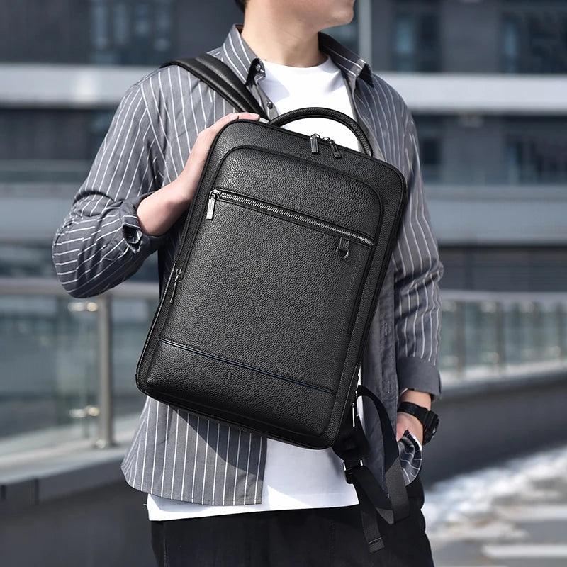 Executive Backpack Men PU Leather Satchel USB Charging Briefcase Office Travel Laptop Office Business Shoulder Back Pack Male - CRAVO ROSE