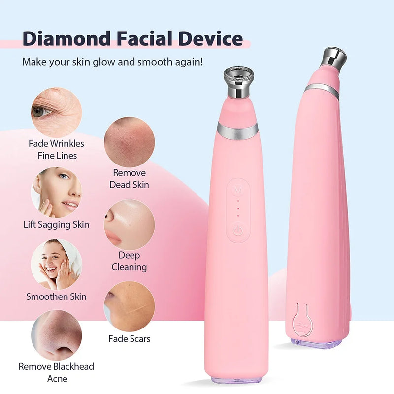 Máquina portátil de microdermoabrasão de diamante, dispositivo de peeling facial, esfoliação a vácuo, removedor de cravos com 4 pontas de peeling de diamante