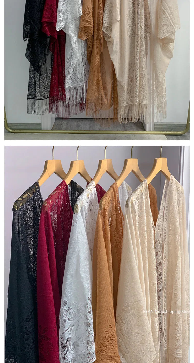 Women Sun Protection Shawl Lady Summer Hollow Out Lace Cardigan Holiday Bikini Blouse Breathable Beach Cape Sexy Long Tippet