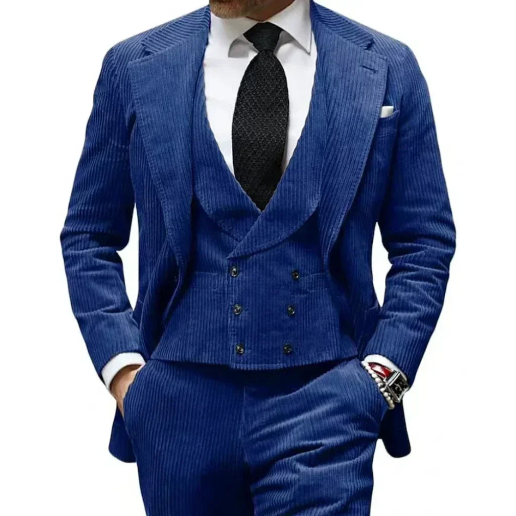 Velveteen-Men's Warm Velvet Suit, 3-Piece Set, Men's Clothing, Perfect for the Season
