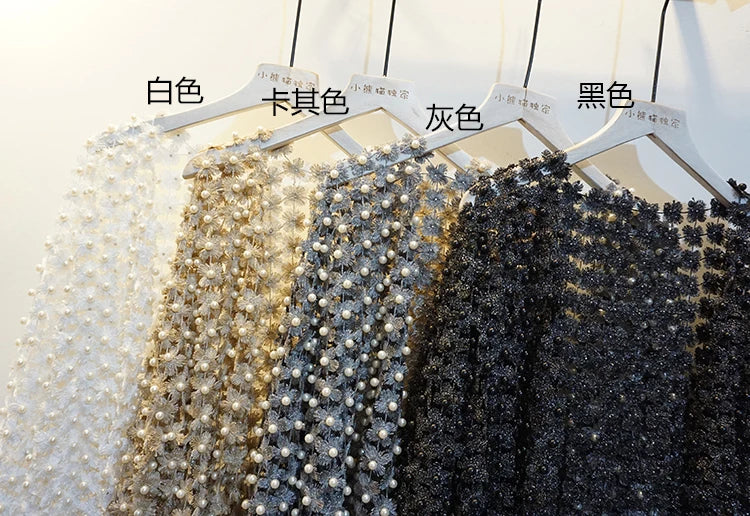Women Beads Coat 2025 Summer Style Women Perspective Shawl Fashion Hollow Out Lace Boleros Short Sleeve Coats Jackets Femal