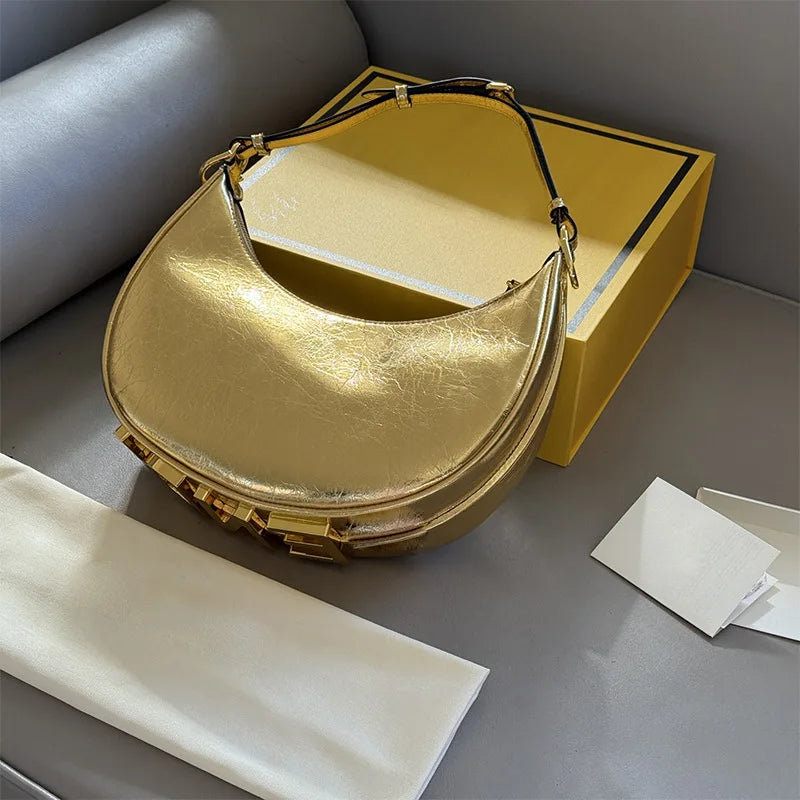 Novo 2025 graphy crescente saco de algodão linho lona revestido axilas ombro único bolsa feminina crossbody saco rua tendência - CRAVO ROSE