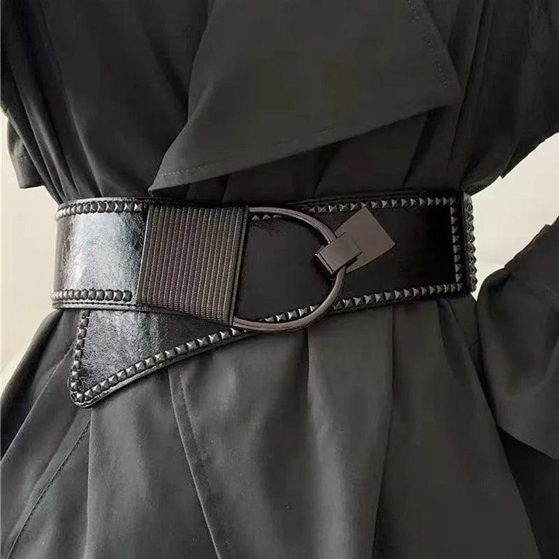 Women's Belt Decoration Fashionable and Versatile Personalized Dress Coat Elastic Waistband Wide and Cool Outer Layer Women Belt - CRAVO ROSE