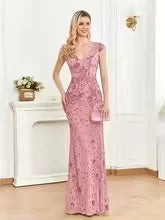 Lucyinlove Elegant Cap sleeve Evening Dresses Women Luxury Embroidery Mermaid Formal Sequins Wedding Party Cocktail Gowns