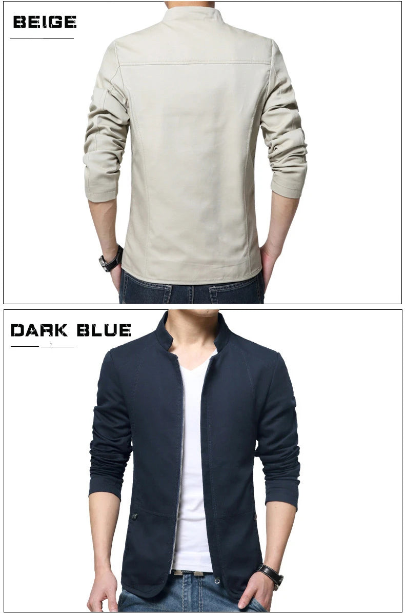 New Spring Standing Collar Washed Jacket for Men Clothing Coats Slimming Cotton Drape