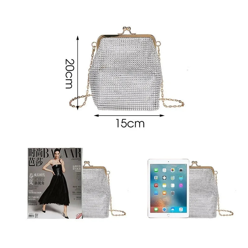 Bolsa de Ombro Corrente Palha Kiss Lock Shell Bolsas Femininas Vintage Designer  Crossbody