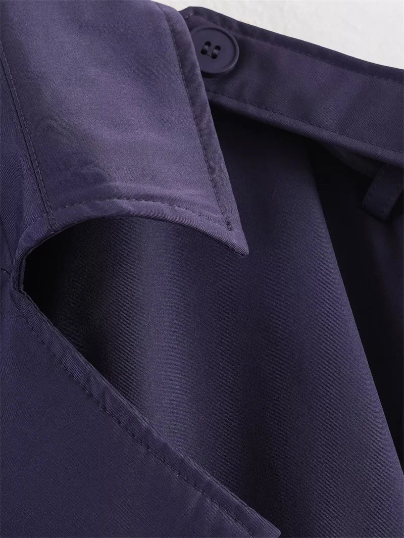 Women's Coat 2026 Spring New Style Solid Color Long Sleeve Belted Short Trench Coat European and American Personalized Fashion
