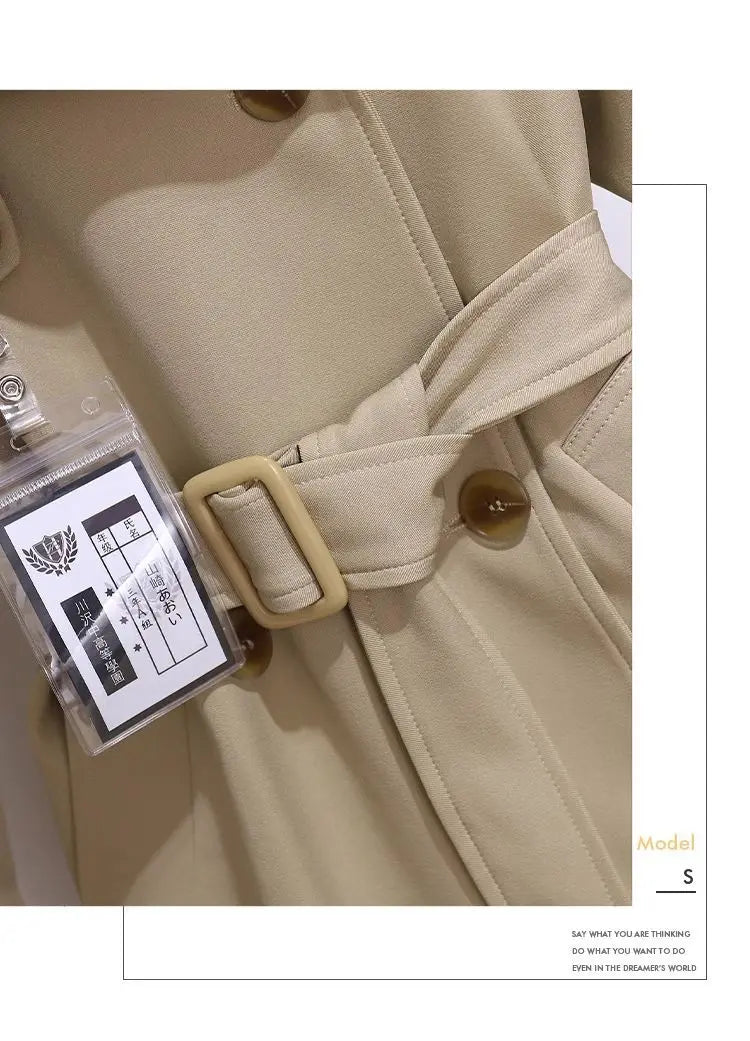 Women's Windbreaker 2026 Spring Autumn New Slim Double-breasted Temperament Coat With belt Femle mid length Casual Trench coat