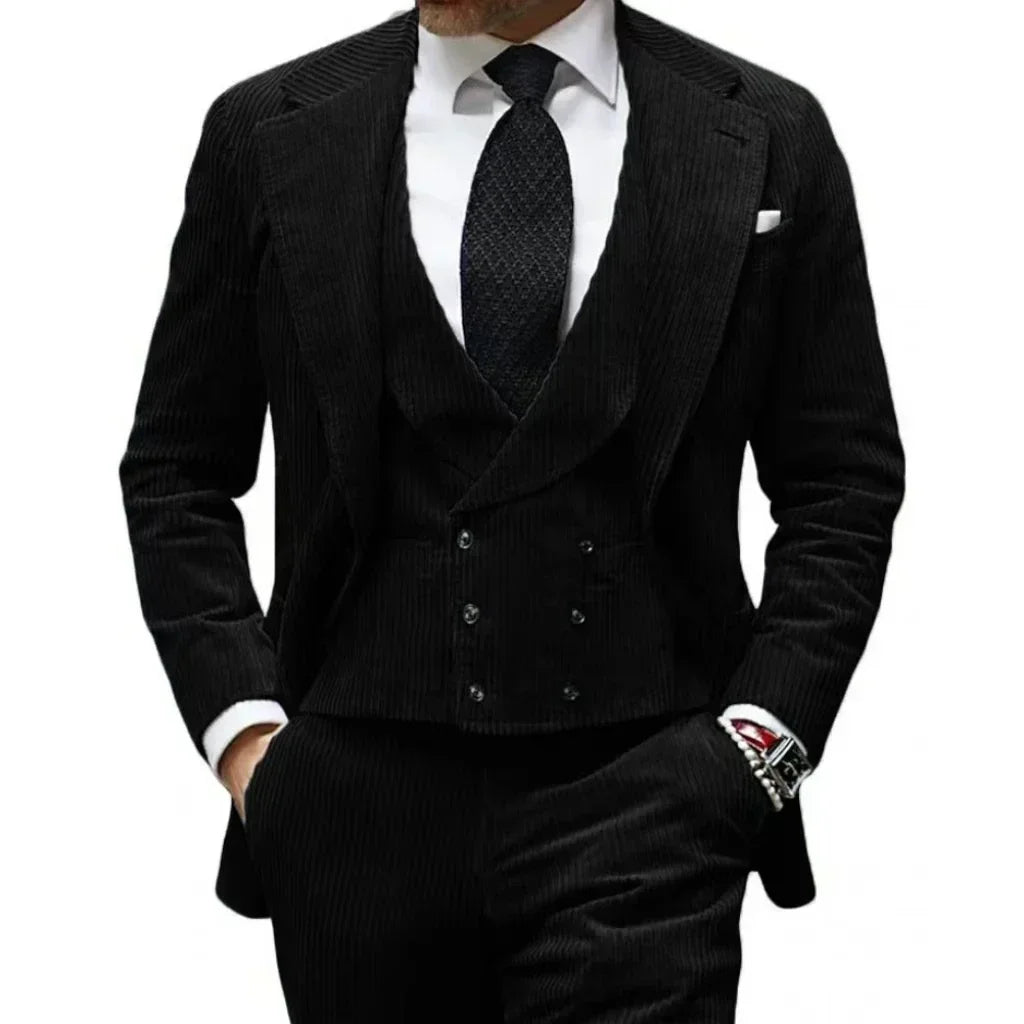 Velveteen-Men's Warm Velvet Suit, 3-Piece Set, Men's Clothing, Perfect for the Season