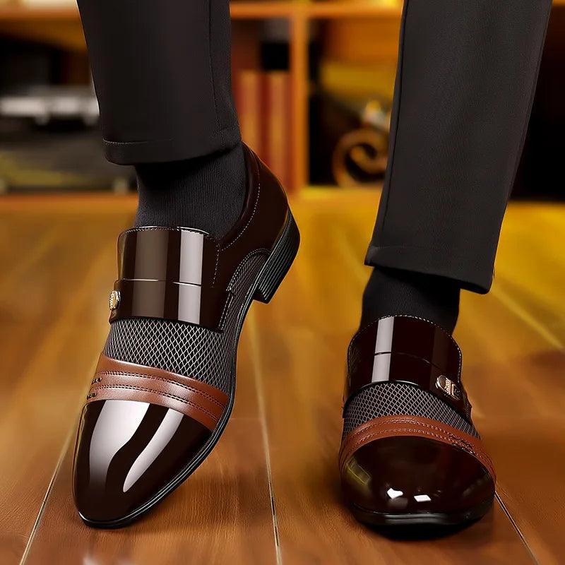 Classic Business Dress Men Shoes Formal Slip On Dress Shoes Mens Oxfords Footwear Elegent Leather Shoes For Men Loafers Wine Red - CRAVO ROSE