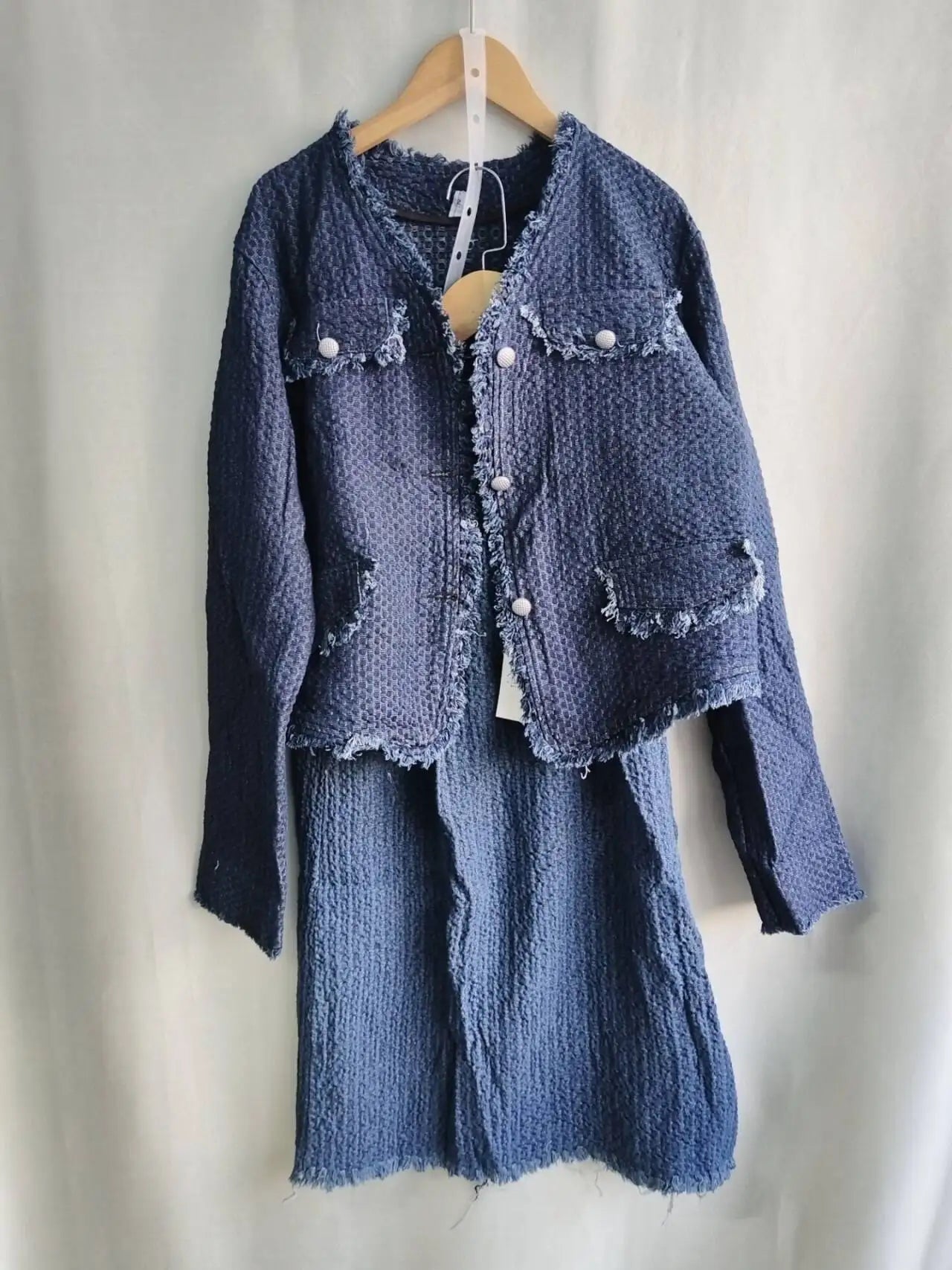 Elegant Vintage Autumn New Long Sleeve Loose Coat Women High Waist Straight Loose Pants 2026 New Denim Two Piece Sets