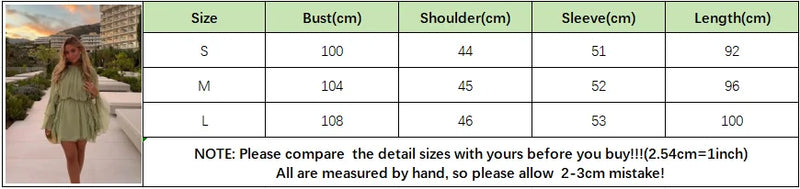 Elegant Women Green Irregular Ruffles Loose Mini Dress Fashion O Neck Full Sleeve Short Vestidos Spring Summer Chic Lady Dresses