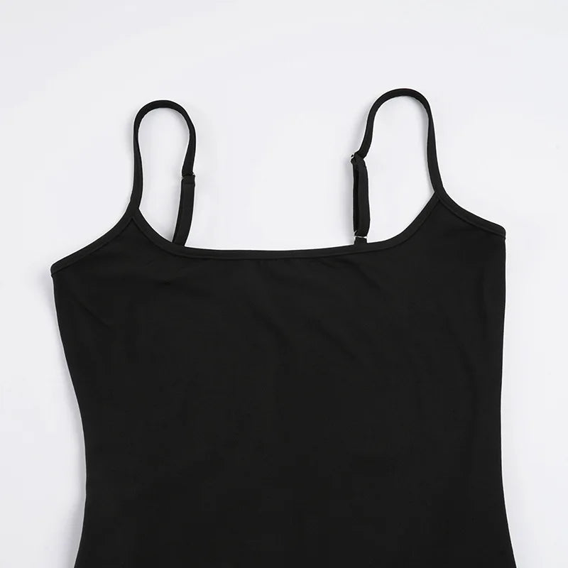 Sexy Bodycon High Slit Tank Dress Women Solid Off Shoulder Slip Dress