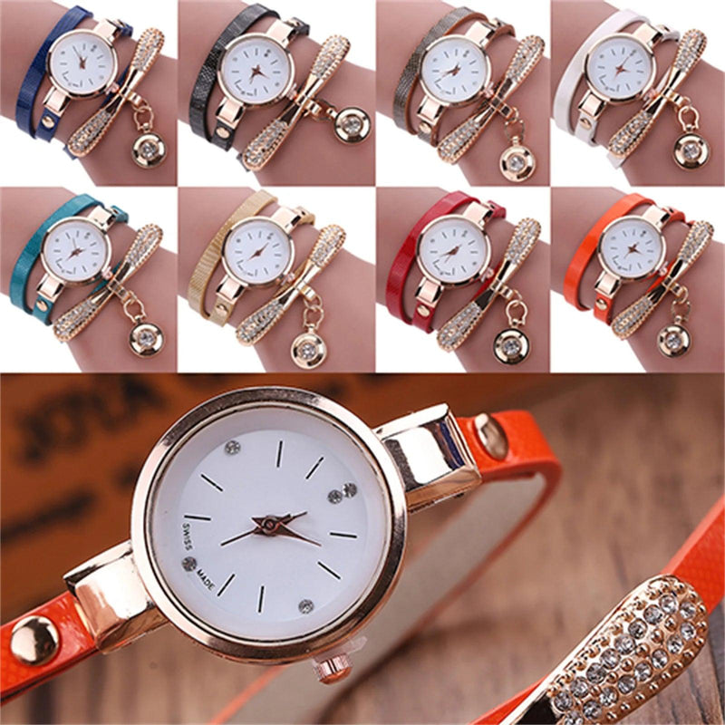 Women watch Fashion Multilayer Rhinestone Round Pendant Quartz Bracelet Wrist Watch montre femme Ladies Dress Watches Gif - CRAVO ROSE