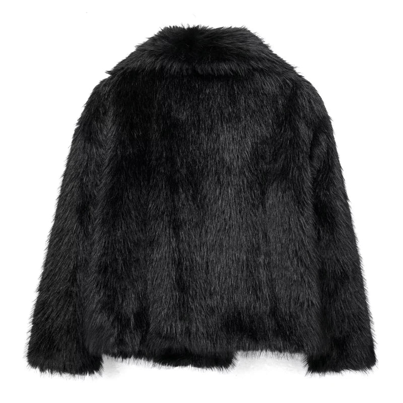 HXAO White Faux Fur Coat 2024 Woman New in coats Autumn Winter Fur Plush Fluffy Jacket Warm Red Gray Black Outerwears