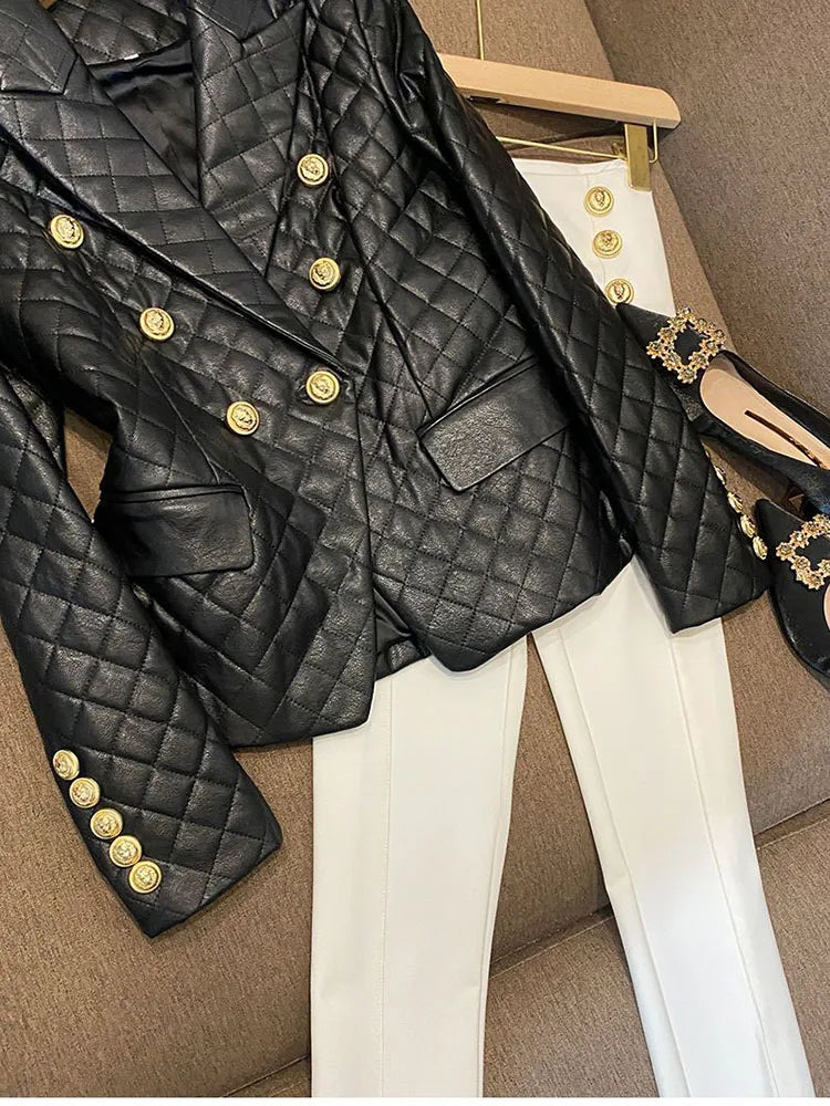 High-end Black Elegant Suit Jacket Ladies Casual Double Breasted Fashion Women's Blazer 2023 Office Work Casual Female Outerwear