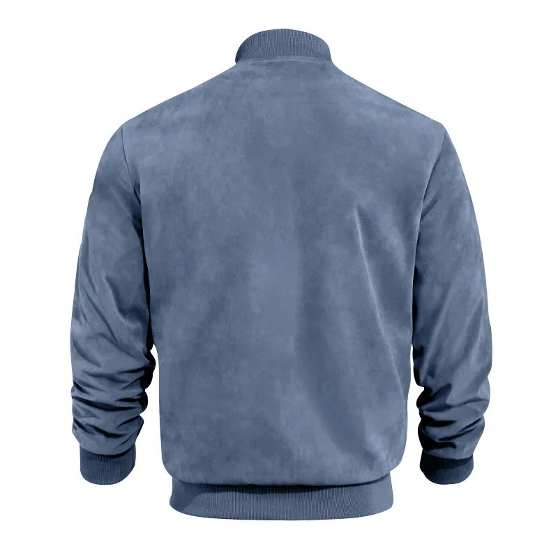 New Autumn Pilot Bomber Jacket for Men's Casual Plus Size Suede Zipper Stand Up Collar Top Traf Jacket Coats Men Clothing