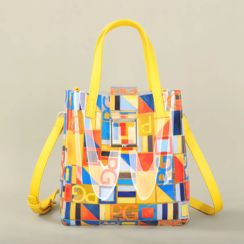 PG Bolsa Feminina Tote Nova Bolsa de Compras de Presente em Aço com Relevo e Pão de Mão