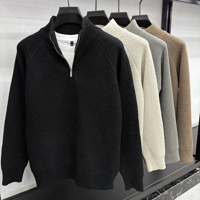 Men's Sweater Half Zipper Winter Thick Korean Edition Casual Loose Stand Up Collar Undercover