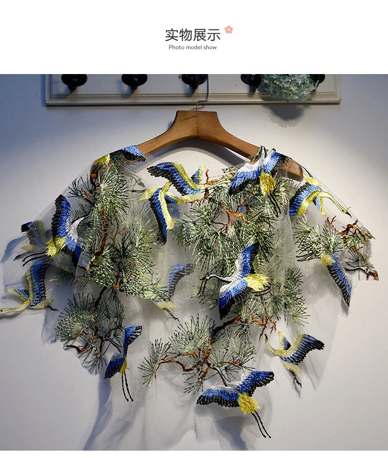 Capas e xales elegantes para mulheres, casaco solto com bordado, colete de renda, bolero, acessórios, casaco para festa, roupa externa WZ1826