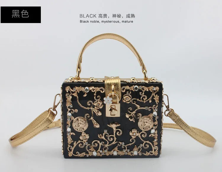 Box Designer evening bag diamond flower Clutch Bag hollow relief Acrylic luxury handbag banquet party purse women's Shoulder bag