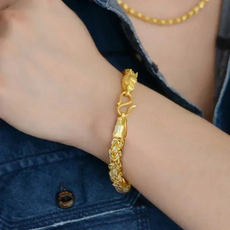 999 24K real gold bracelet men all the way to wealth real gold bracelet boss chain eight parties to wealth real gold bracelet - CRAVO ROSE