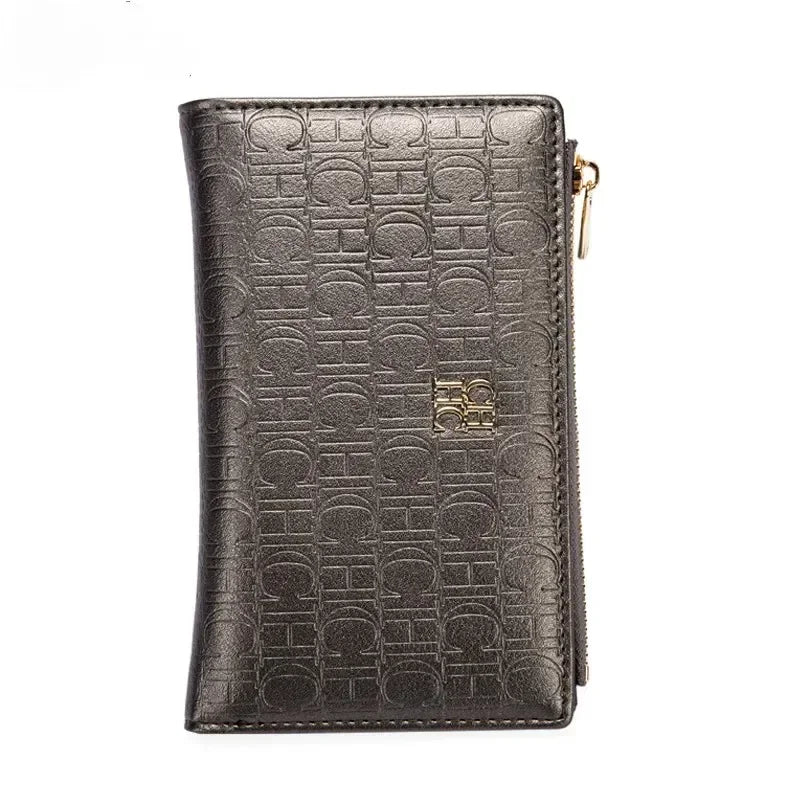 CH Luxury Wallet Card Leather Zipper Letter Printed Short Women's Handbag 2026 Trendy Coin Storage Bag