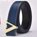 Temperamento Cinto Masculino de Negócios com Letras de Metal e Botão Versátil Decorativo Jeans Vestido Cinto Masculino de Negócios