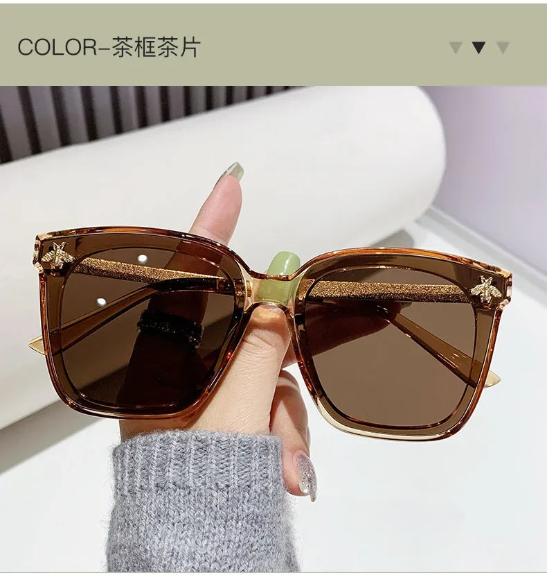 2024 New Small Square Sunglasses Women Men Luxury Brand Bee Sun Glasses Ladies Special Eyewear UV400 Girls Oculos De Sol Gafas