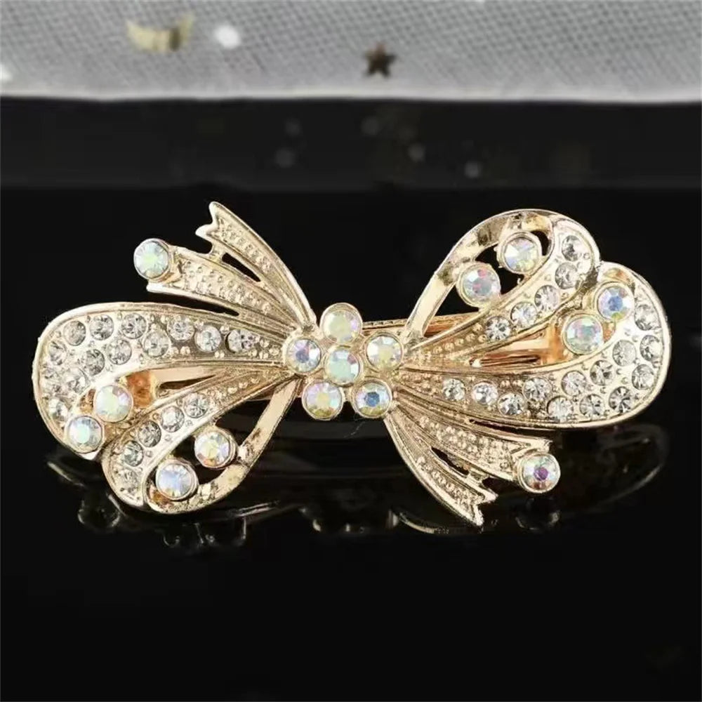 Korean Shiny Rhinestone Hair Clip for Girls Women Fashion Sweet Exquisite Pearl Flower Hairpin Hair Claw Hair Accessories