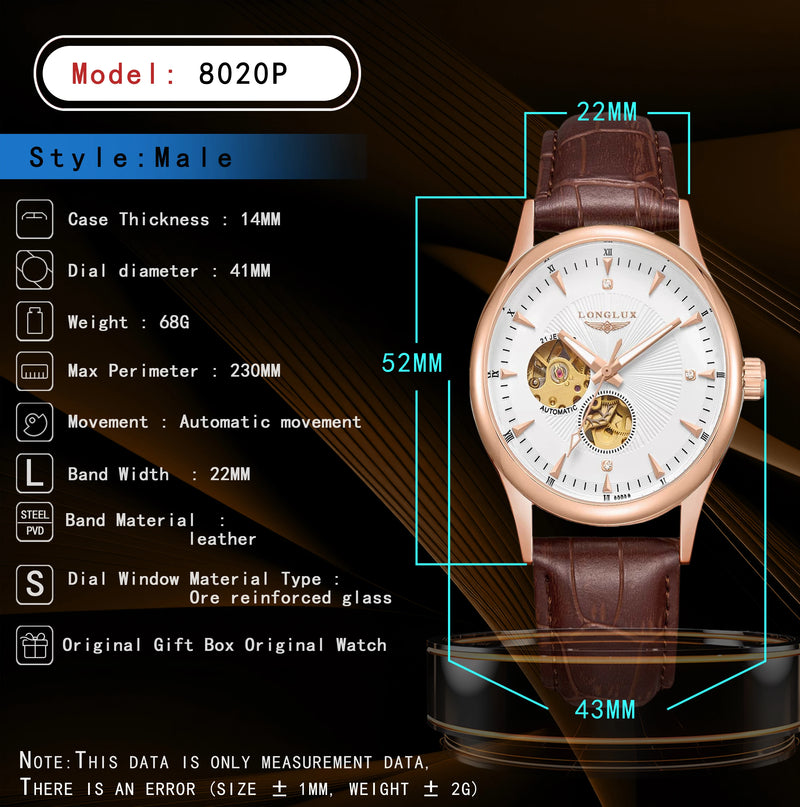 men watches 2024 classical business leisure rose gold automatic watch for men semi skeleton leathers free shipping items - CRAVO ROSE