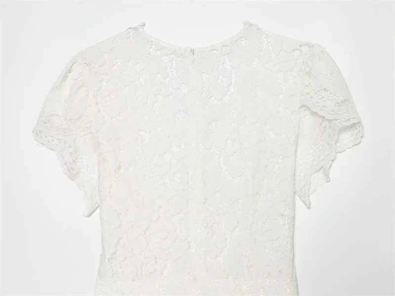 Women's Dress 2026 Summer New Solid Color Short Sleeve V-neck Lace Waistband Long Dress Elegant and Stylish Fashionable
