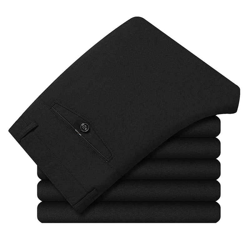 2026 Mens Trousers Dress Straight Pants Spring Summer Male Work Suit Pants Husband Father Black Grey Formal Pants