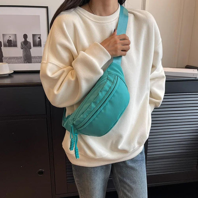 New Chest Bag Banana Bag for Women Sling Crossbody Waist Pack Canvas Running Waist Casual Fanny Packs Sport Half Moon Belt Bag - CRAVO ROSE