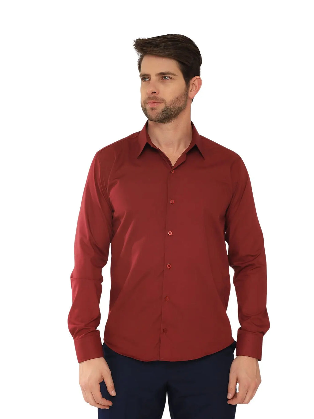 Men's Long Sleeve Slim Wine Social Shirt