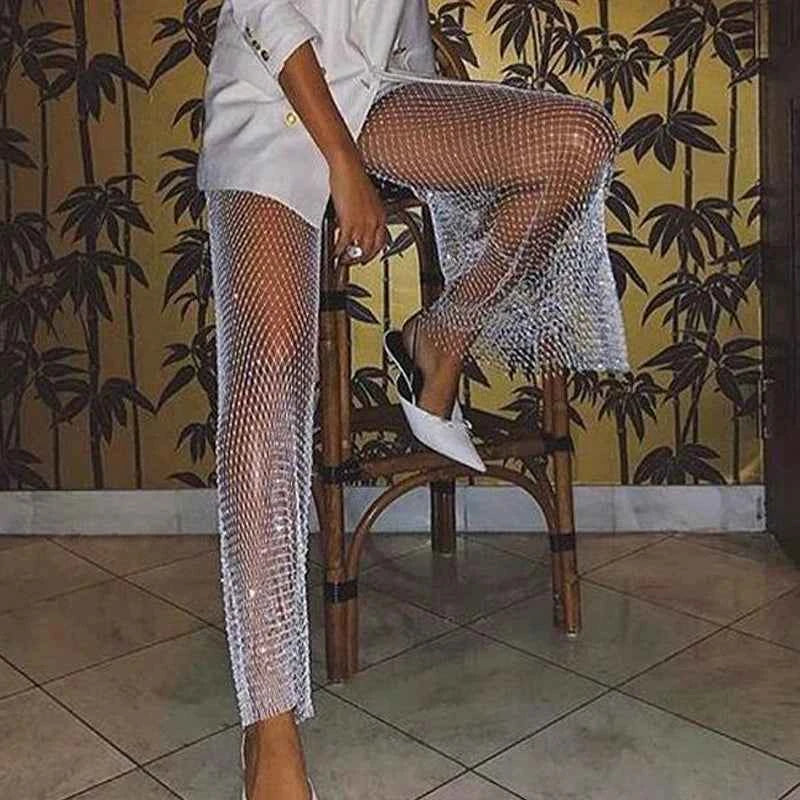 High Quality Crystal Sparkling Diamond Women's Pants And Trousers High Waisted Night Party брюки женские Y2K Pan