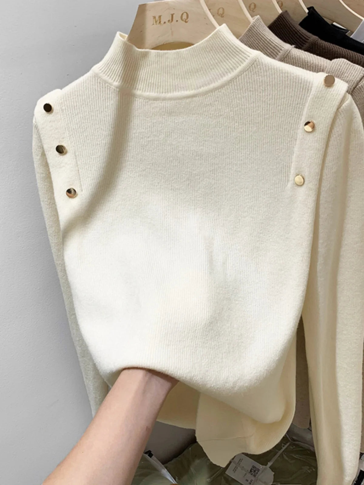 AOSSVIAO 2026 Button Turtleneck Knitted Women Sweater Pullovers Autumn Winter Basic Women Sweaters Fit Soft Warm Tops