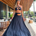 Black Sexy Bikini Pantdress Set Swimwear Women 2024 Off Shoulder SwimSuit Summer Ladies Bikini Dress Mesh Bathing Suit Beachwear