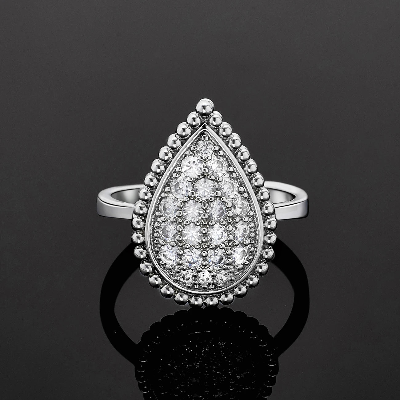 Moda 4 pçs acessórios de festa brincos colar pulseira anel zircão cúbico casamento conjunto de jóias de noiva para mulher - CRAVO ROSE