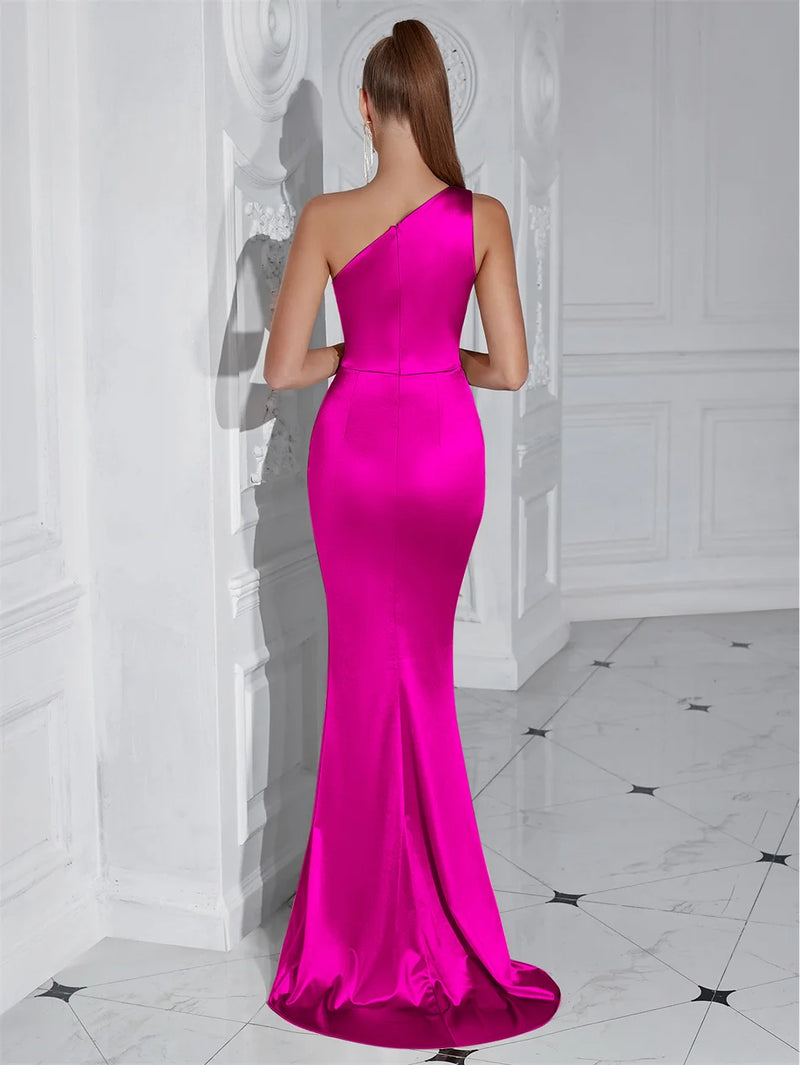 Vestido Formal Feminino Noite Baile Elegante Festa Convidado Do Casamento Celebridade Feminino Cetim Maxi Clube Usar Vestidos De Coquetel