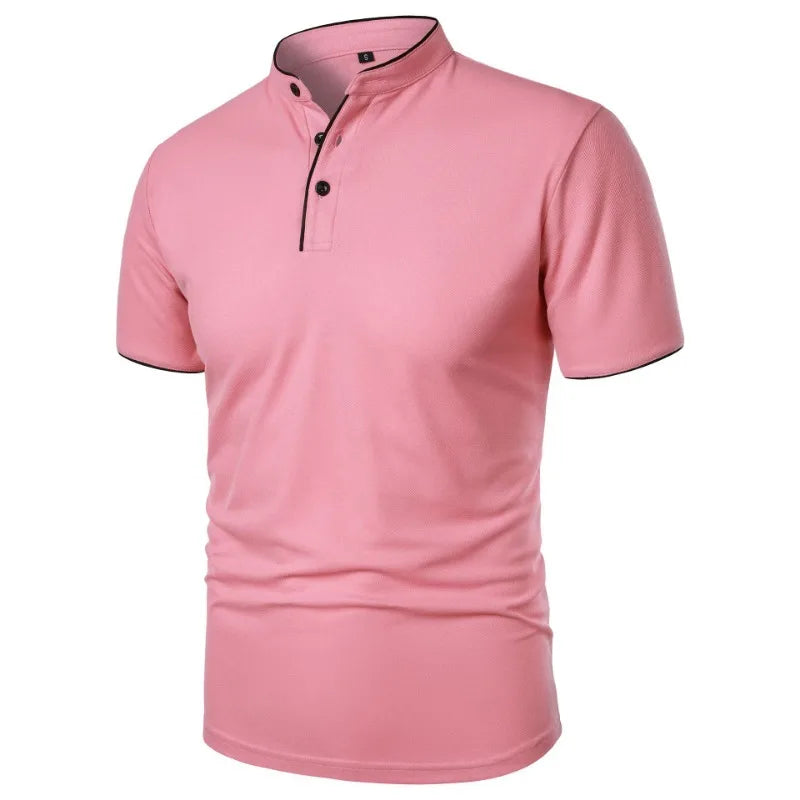 New Men's Short Sleeve T Shirts Summer Solid Color Polo Shirt Breathable Loose Basic Shirts for Men Breathable Lightweight Tops