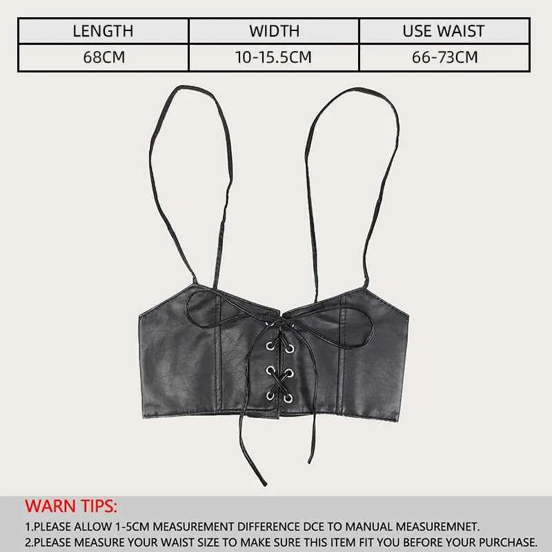 Fashionable women's leather vest with elastic waistband and shirt decoration