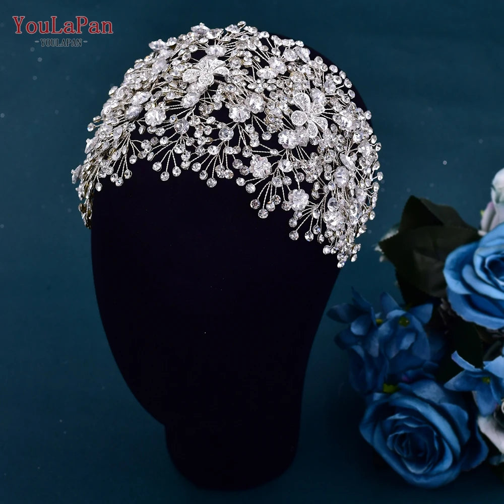 YouLaPan Bridal Crown Wedding Headband Rhinestone Brides Diadem Pageant Wedding Hair Accessories Woman Tiara and Headdress HP240