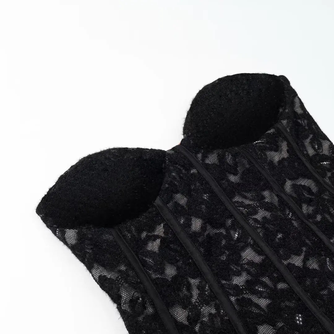 TFAFXY 2026 Sexy Chic Black Lace Party Tops Strapless vest Short Evening Club Corset Tops Fashion Y2K Girl Streetwear Tops