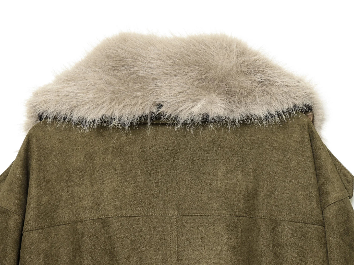 KONDALA Trendy Vintage Fur Collar Jacket Coat Women Elegant Double-breasted Suede Jacket 2026 Fall Winter High Street Jacket