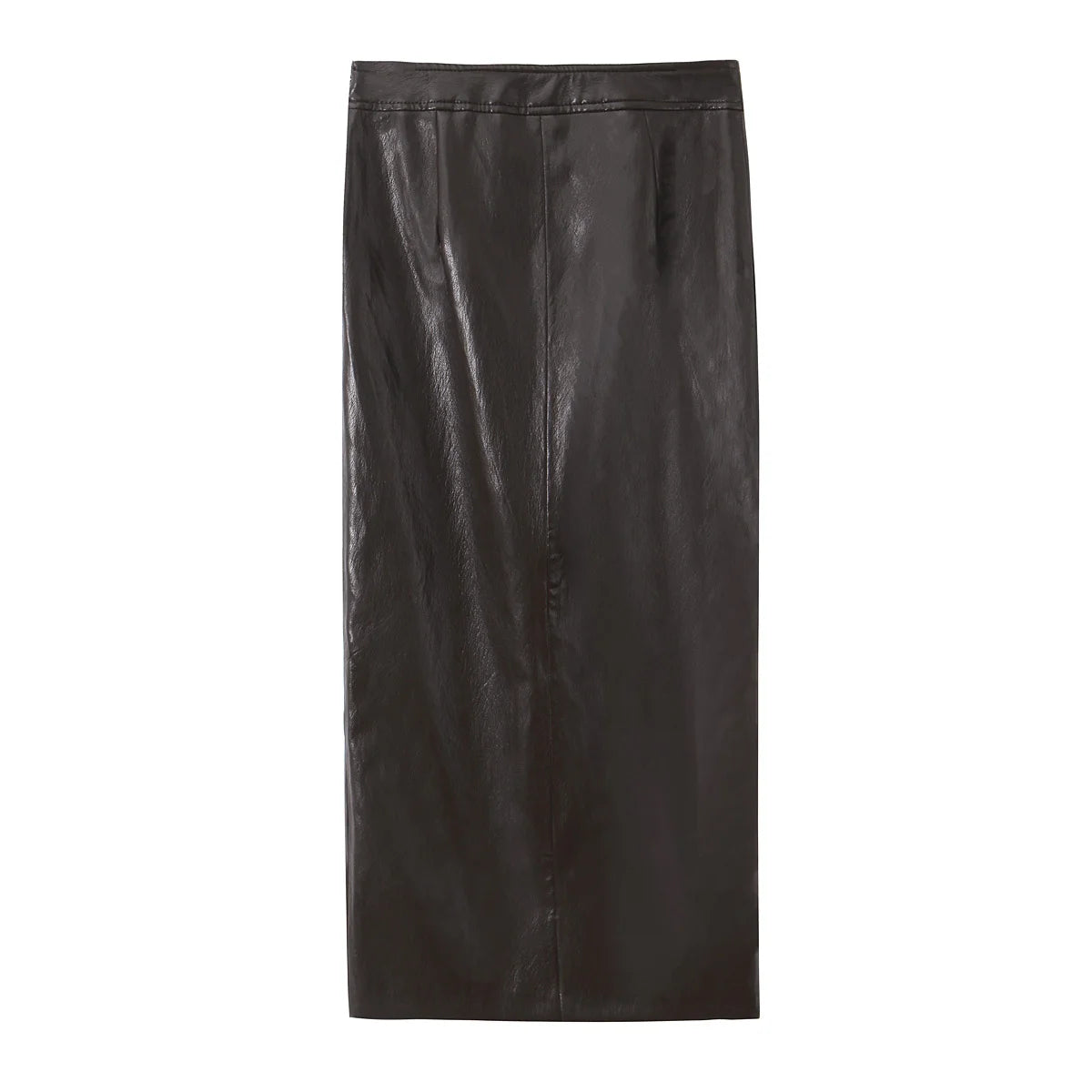 NLZGMSJ Vintage Faux Leather Casual Women Solid Suit O-Neck Zipper Belt Vest Zipper Long Straight Skirt Fashion 2026 Spring Sets