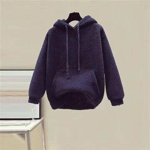 Thickened Lamb Velvet Set Women's Autumn Winter New Embroidery Sweatshirt Woolen Wide Leg Pants Two Piece Set Casual Style