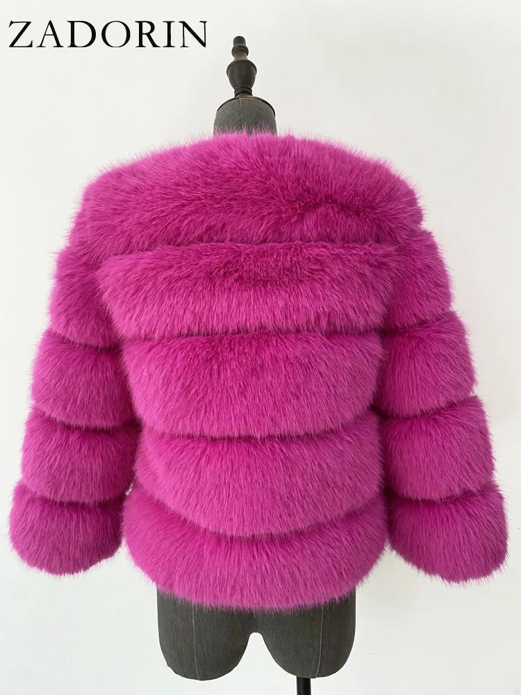 ZADORIN S-6XL Mink Coat Winter Black White Faux Fur Coat Woman Elegant Fluffy Faux Fur Jacket Top Short Fur Coats Woman Clothing