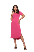 Short Sleeve Lace Pink 920 Midi Dress